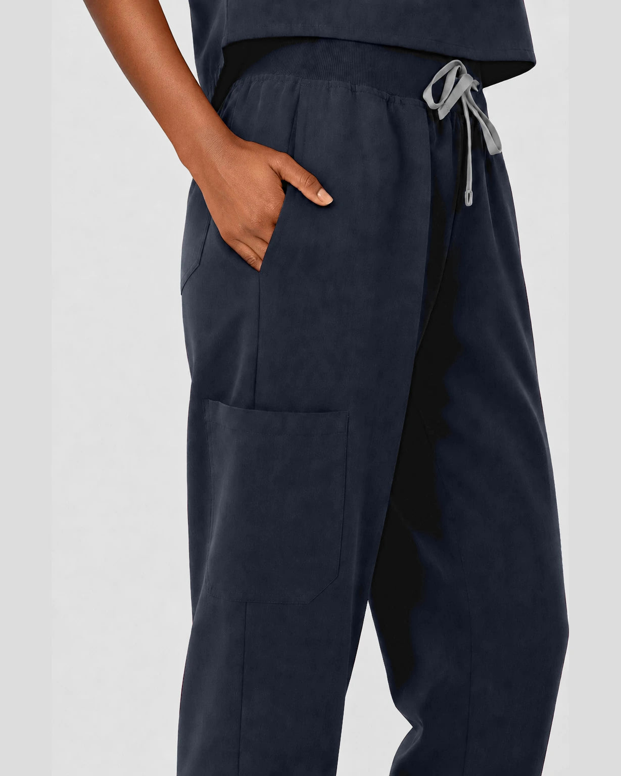Charcoal Grey Eipnare Women's Sleeveless Mandarin Collar Jogger Scrub Set - Stretch Medical Scrubs for Women