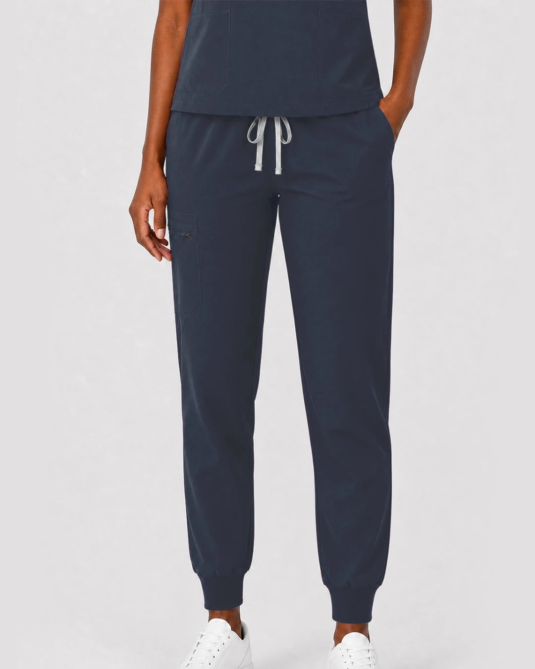 Charcoal Grey Eipnare Women's Split V-Neck Cargo Jogger Scrub Set - Stretch Medical Scrubs for Women