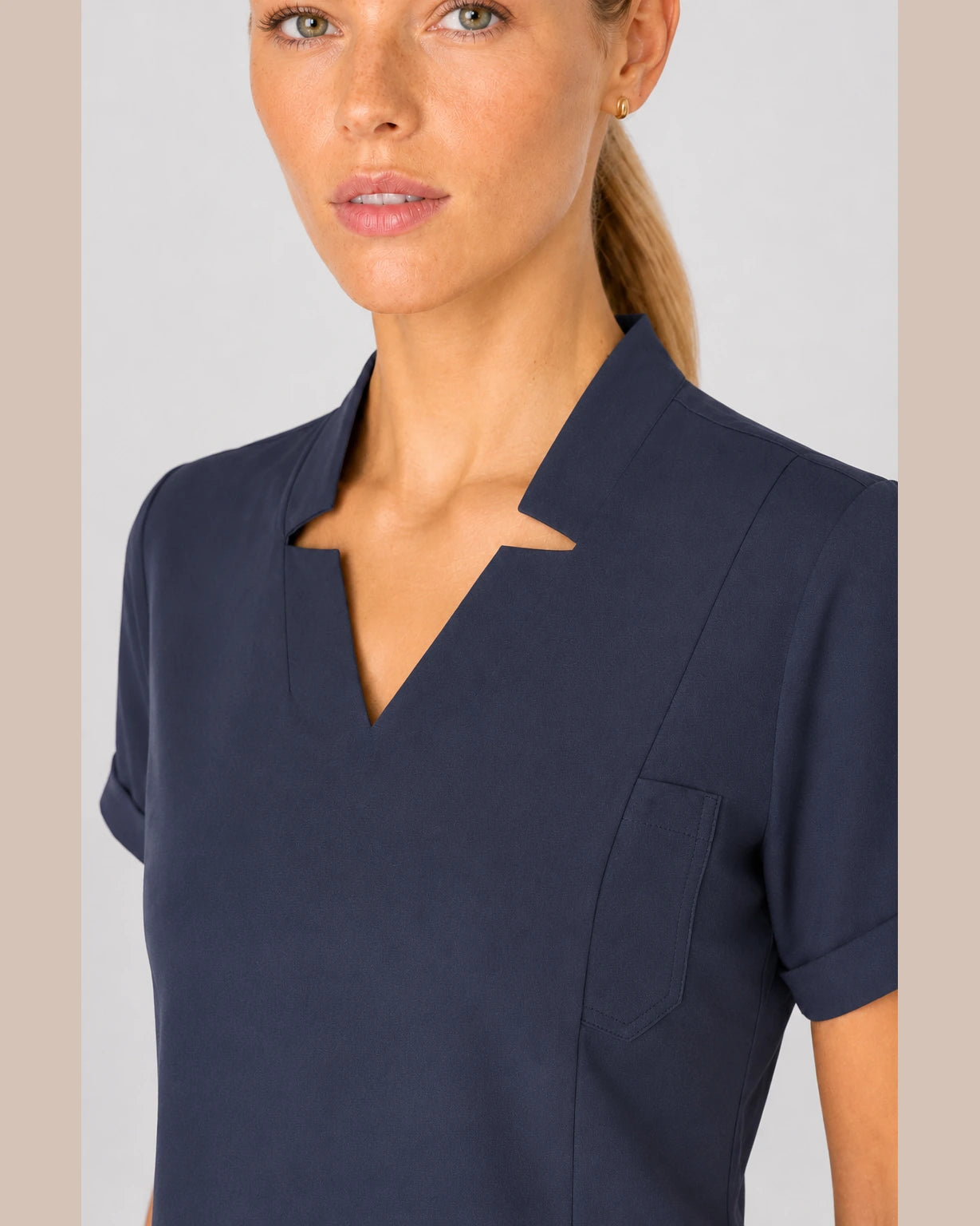 Charcoal Grey Eipnare Women's V-Neck Split 9-Pocket Slim Fit Scrub Set - Stretch Medical Scrubs for Women