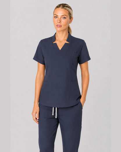 Charcoal Grey Eipnare Women's V-Neck Split 9-Pocket Slim Fit Scrub Set - Stretch Medical Scrubs for Women
