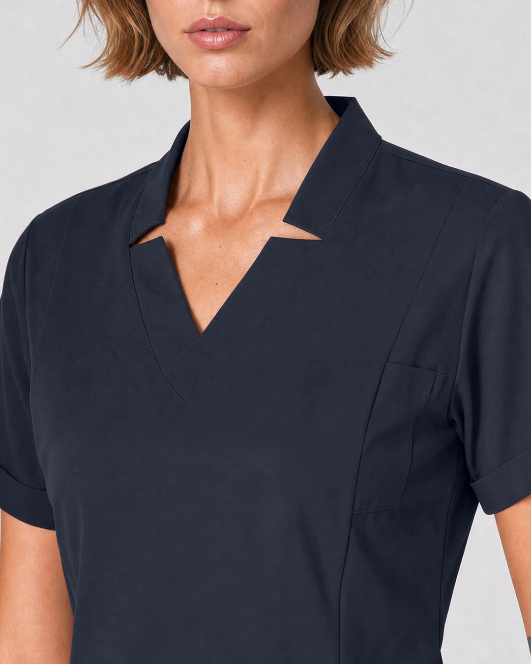 Charcoal Grey Eipnare Women's Split V-Neck Tapered Scrub Set - Stretch Medical Scrubs for Women
