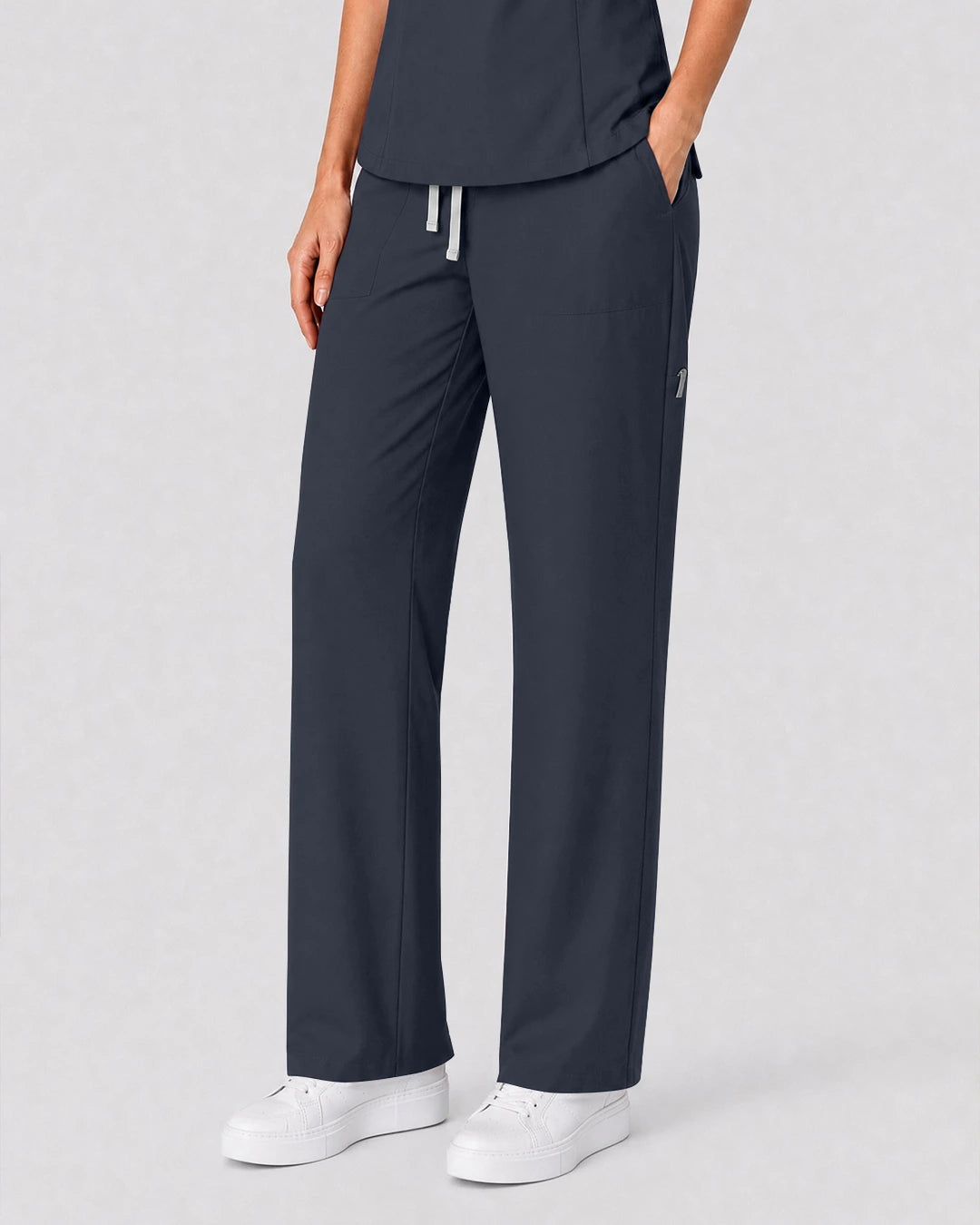 Charcoal Grey Eipnare Women's Split V-Neck Tapered Scrub Set - Stretch Medical Scrubs for Women