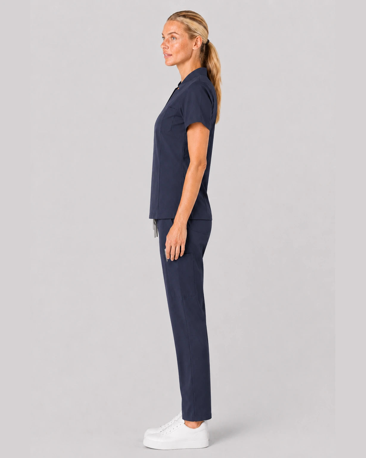 Charcoal Grey Eipnare Women's V-Neck Split 9-Pocket Slim Fit Scrub Set - Stretch Medical Scrubs for Women