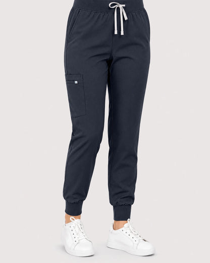 Charcoal Grey Eipnare Women's Knit V-Neck Jogger Scrub Set - Stretch Medical Scrubs for Women