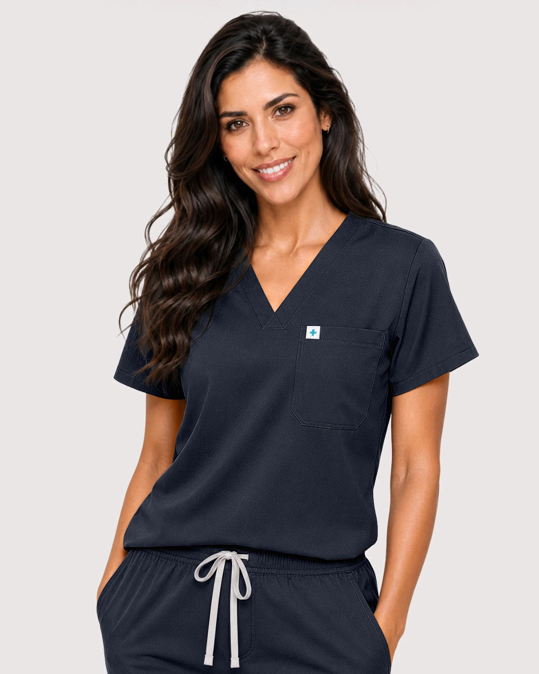 Charcoal Grey Eipnare Women's Knit V-Neck Jogger Scrub Set - Stretch Medical Scrubs for Women