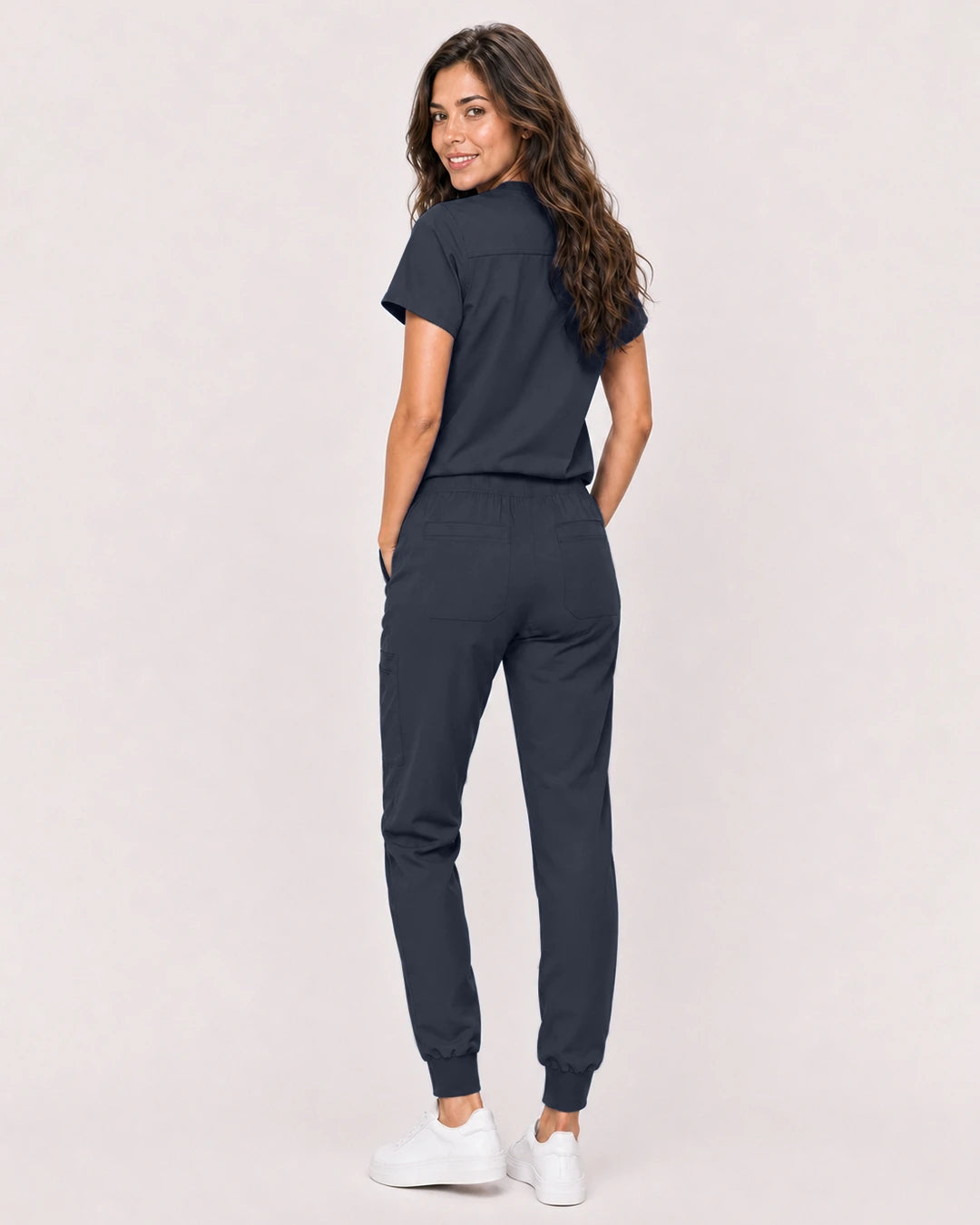 Charcoal Grey Eipnare Women's Classic V-Neck Jogger Scrub Set - Stretch Medical Scrubs for Women