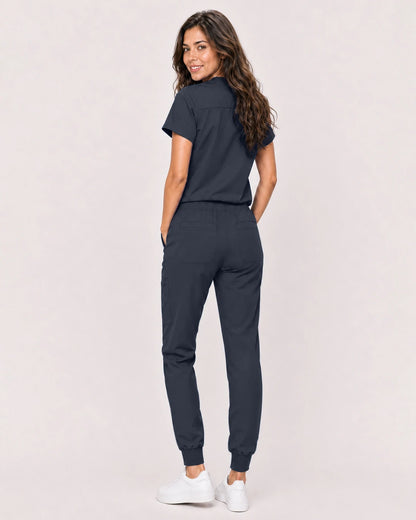 Charcoal Grey Eipnare Women's Classic V-Neck Jogger Scrub Set - Stretch Medical Scrubs for Women