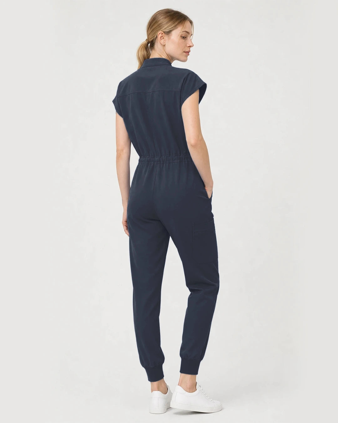 Charcoal Grey Eipnare Women's Zip-Front Sleeveless Scrub Jumpsuit - Stretch Medical Scrubs for Women