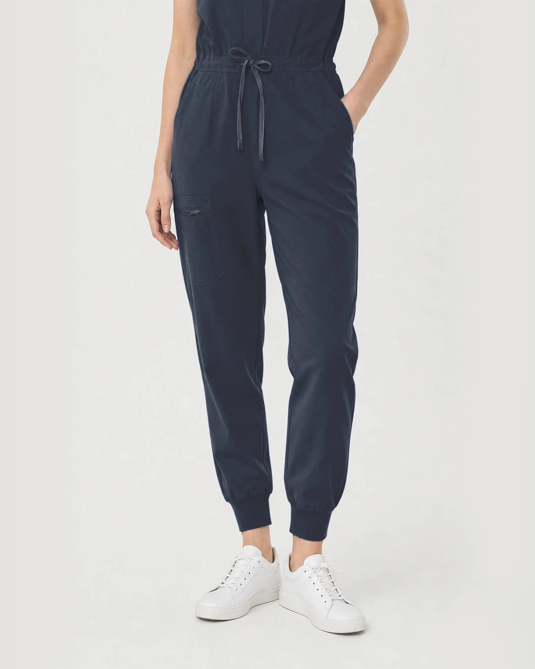 Charcoal Grey Eipnare Women's Zip-Front Sleeveless Scrub Jumpsuit - Stretch Medical Scrubs for Women