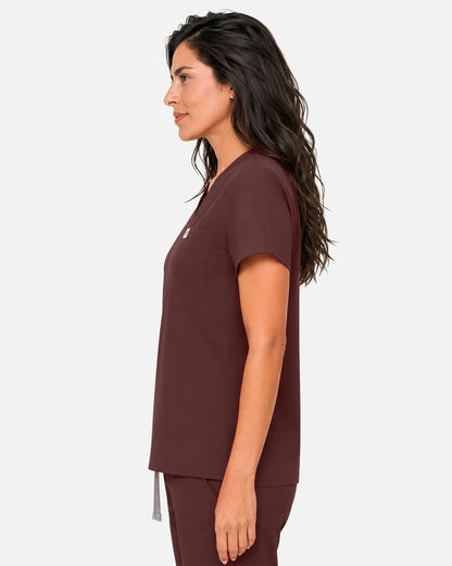 Coffee Eipnare Women's Classic V-Neck Scrub Top - Stretch Medical Scrubs for Women