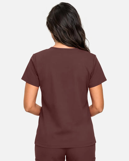 Coffee Eipnare Women's Classic V-Neck Scrub Top - Stretch Medical Scrubs for Women