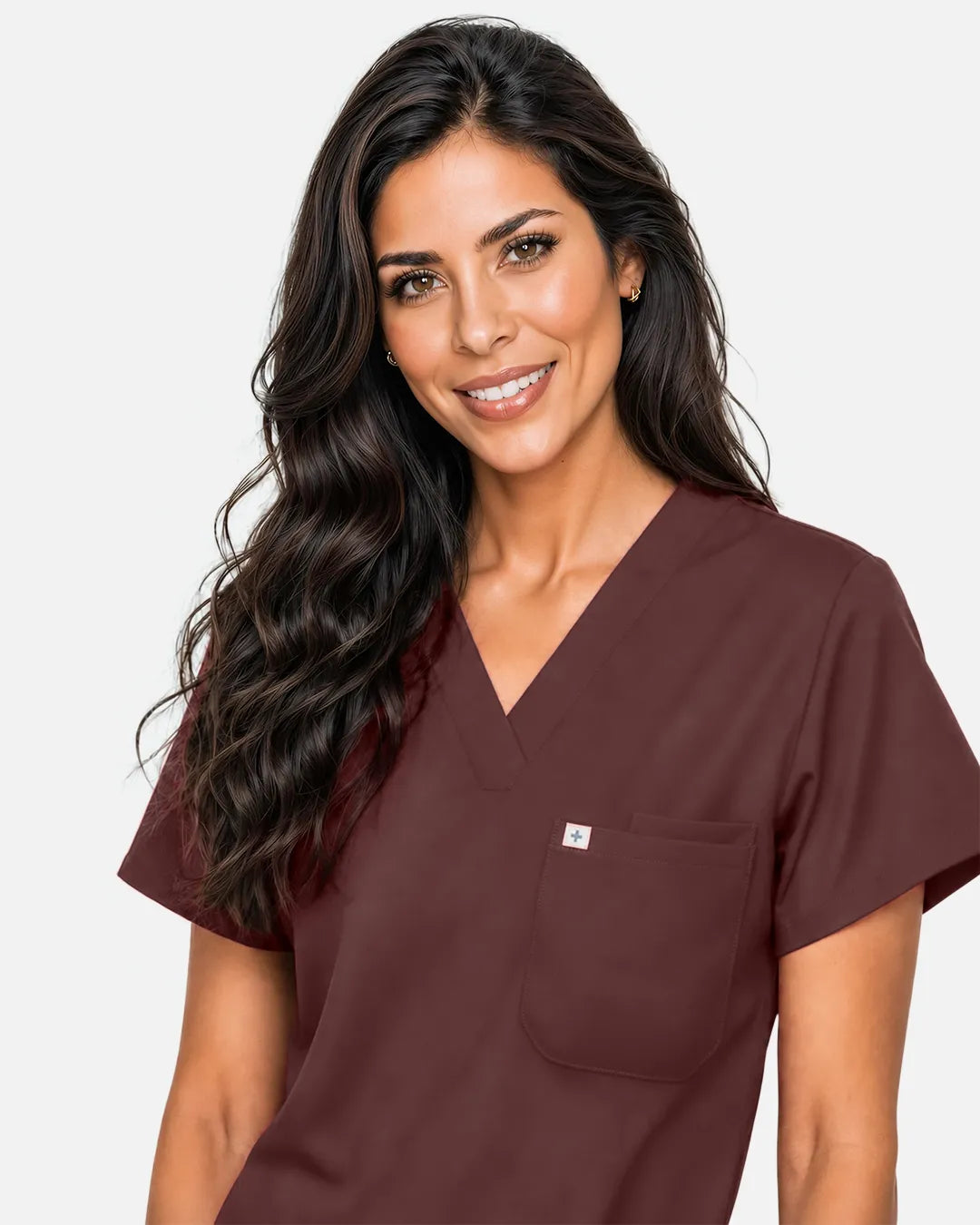 Coffee Eipnare Women's Classic V-Neck Scrub Top - Stretch Medical Scrubs for Women