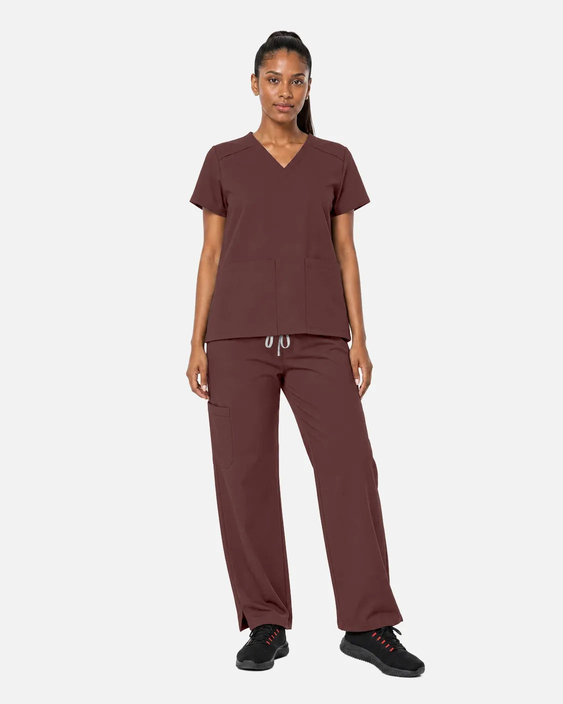 Coffee Eipnare Women's Woven Straight-Leg Scrub Pants - Stretch Medical Scrubs for Women