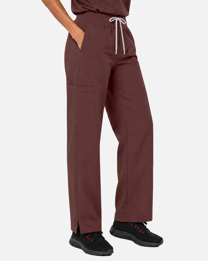 Coffee Eipnare Women's Woven Straight-Leg Scrub Pants - Stretch Medical Scrubs for Women