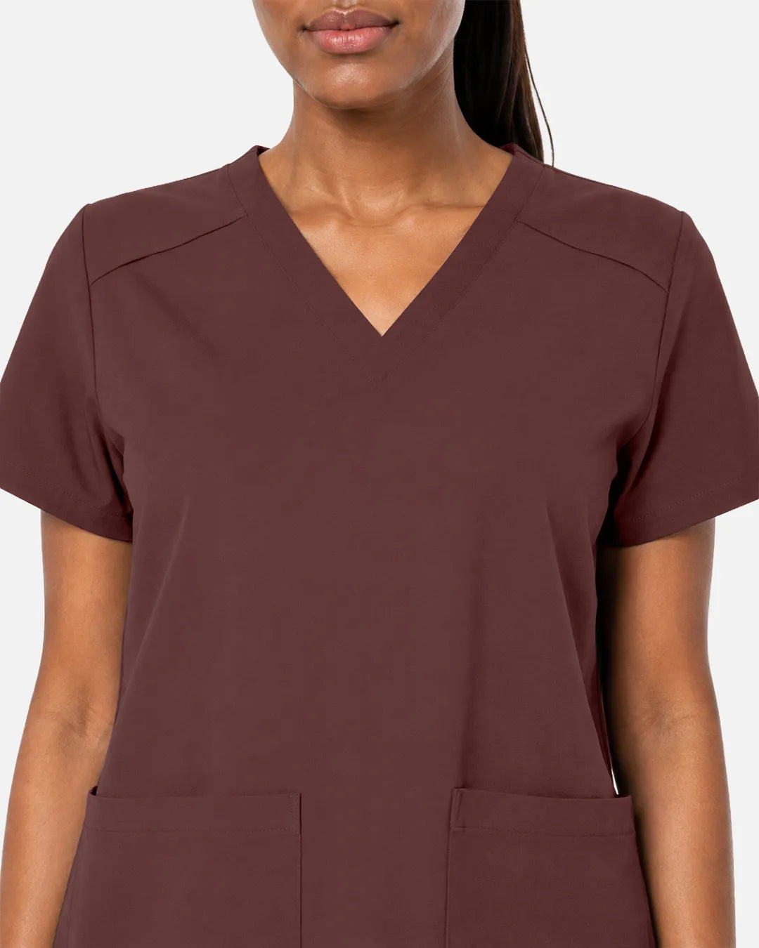 Coffee Eipnare Women's Woven V-Neck Scrub Top - Stretch Medical Scrubs for Women