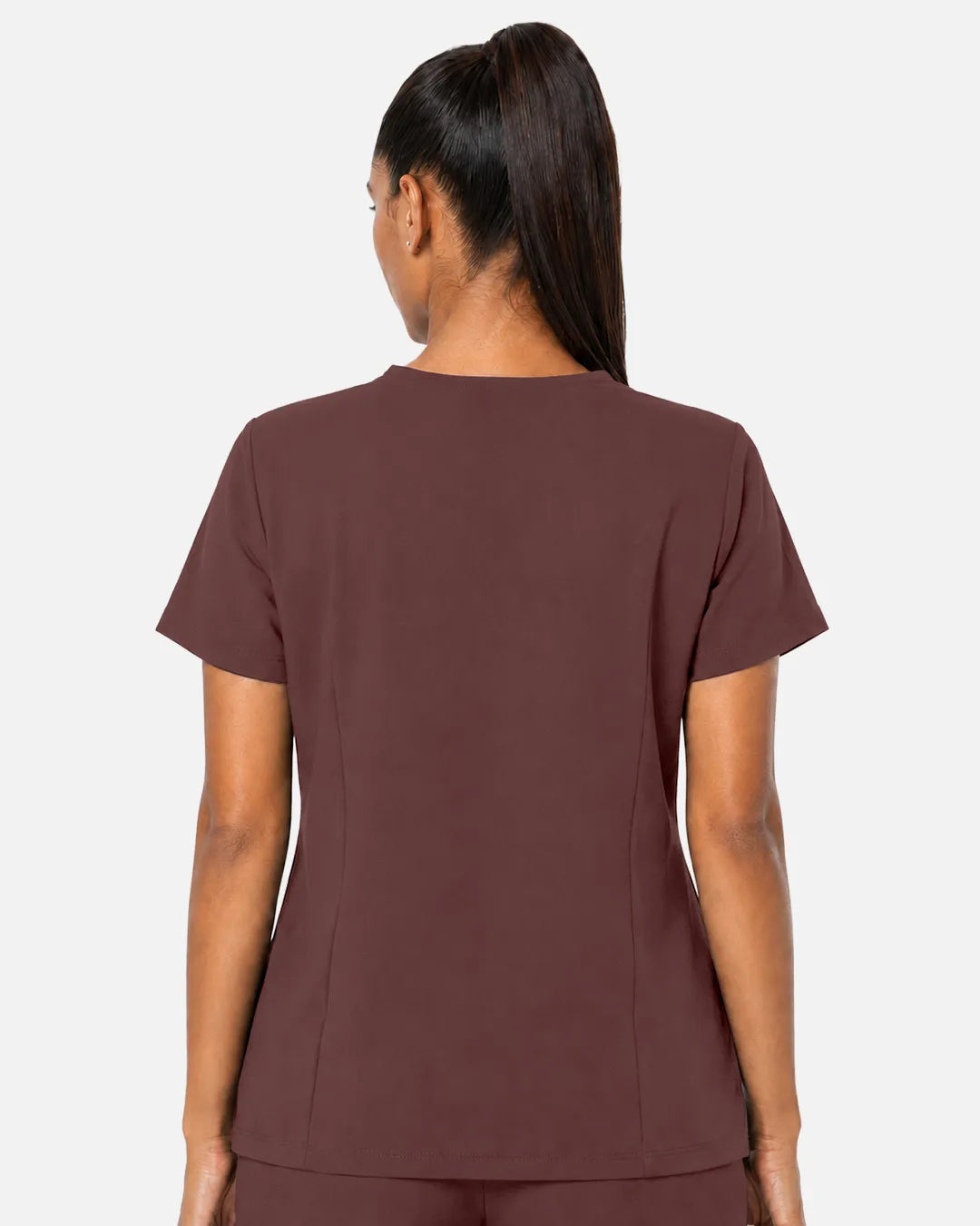 Coffee Eipnare Women's Woven V-Neck Scrub Top - Stretch Medical Scrubs for Women