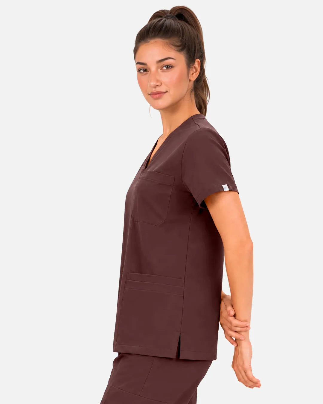 Coffee Eipnare Women's 3-Pocket V-Neck Scrub Top - Stretch Medical Scrubs for Women