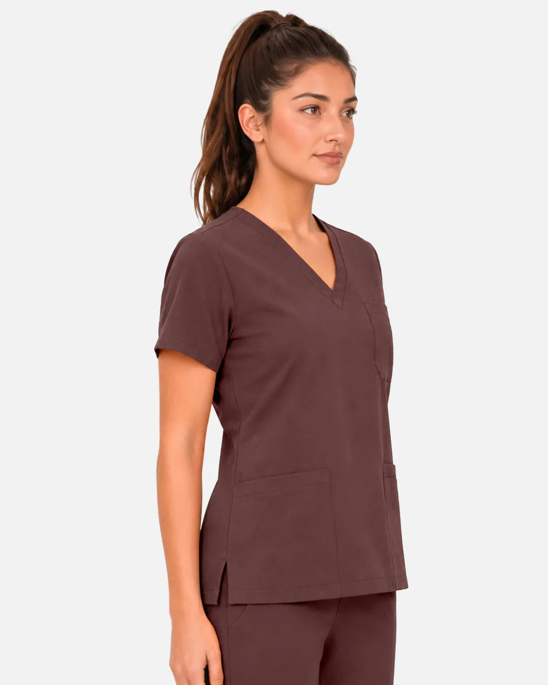 Coffee Eipnare Women's 3-Pocket V-Neck Scrub Top - Stretch Medical Scrubs for Women