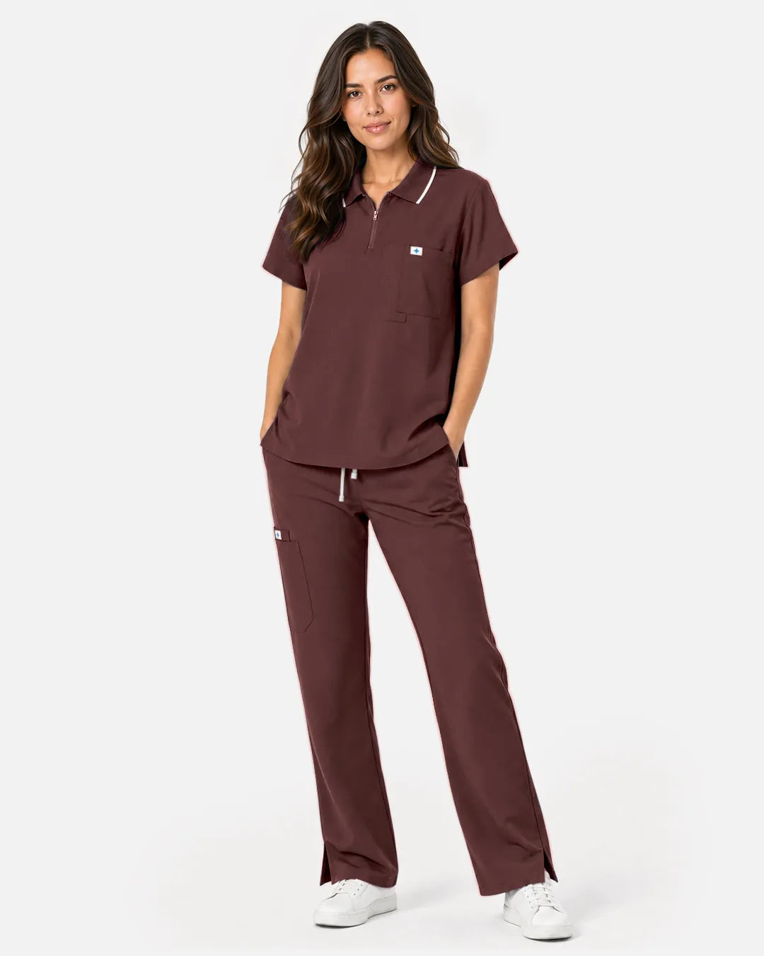 Coffee Eipnare Women's Polo-Collar Medical Scrub Top - Stretch Medical Scrubs for Women