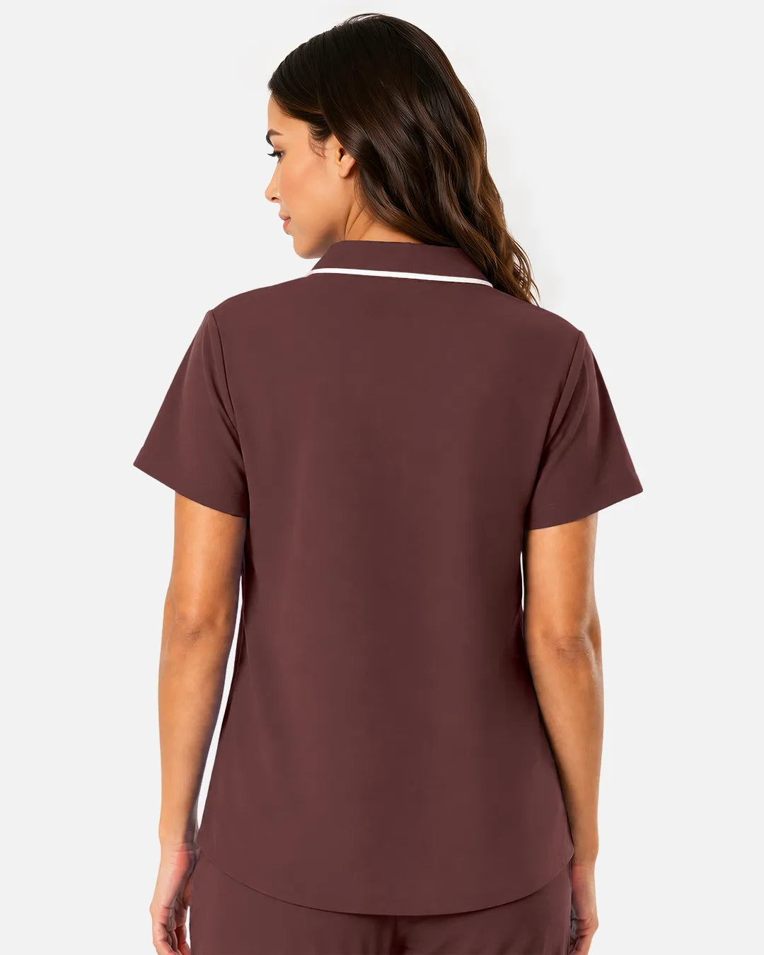Coffee Eipnare Women's Polo-Collar Medical Scrub Top - Stretch Medical Scrubs for Women