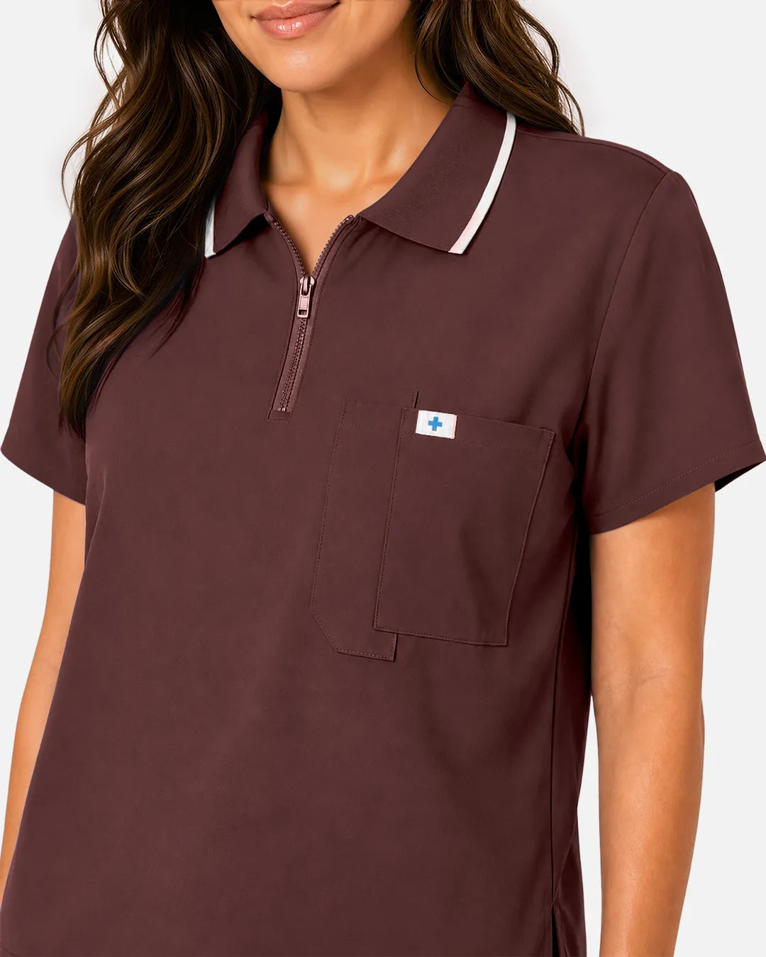 Coffee Eipnare Women's Polo-Collar Medical Scrub Top - Stretch Medical Scrubs for Women