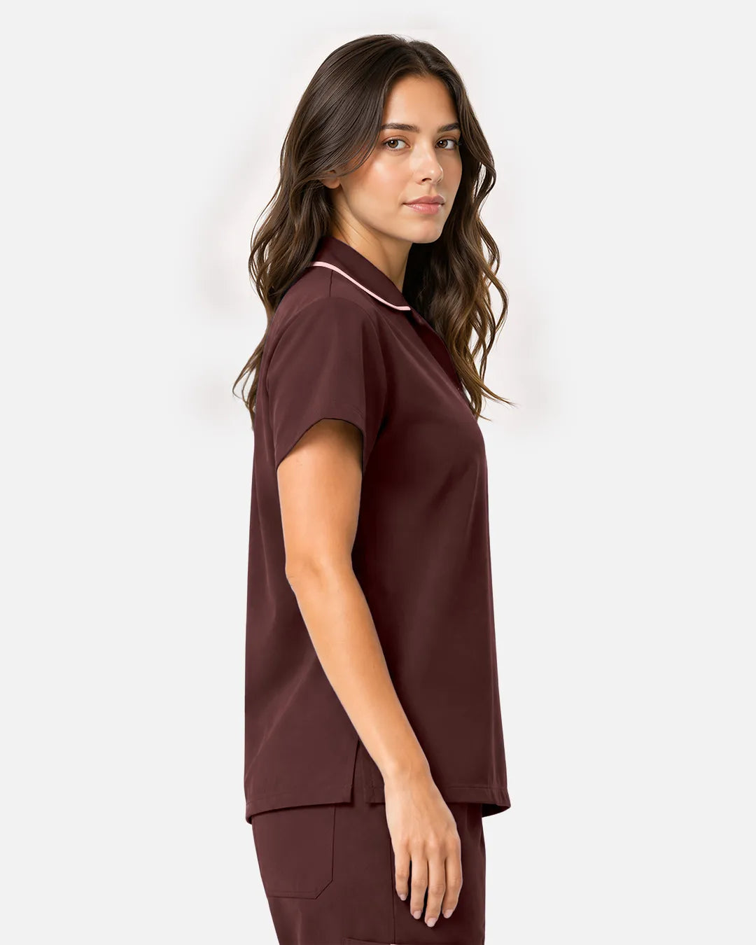 Coffee Eipnare Women's Polo-Collar Medical Scrub Top - Stretch Medical Scrubs for Women