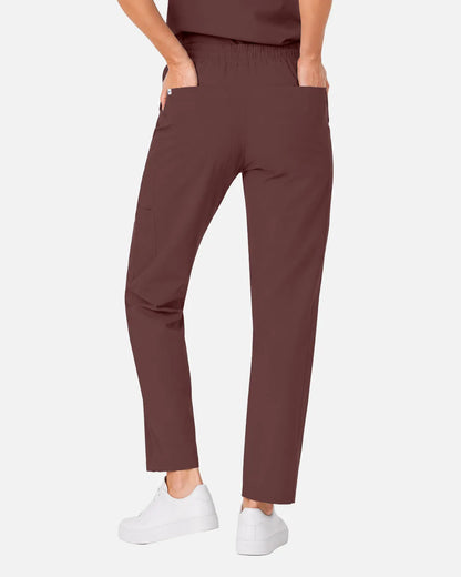 Coffee Eipnare Women's Slim Fit Tapered Cargo Scrub Pants - Stretch Medical Scrubs for Women