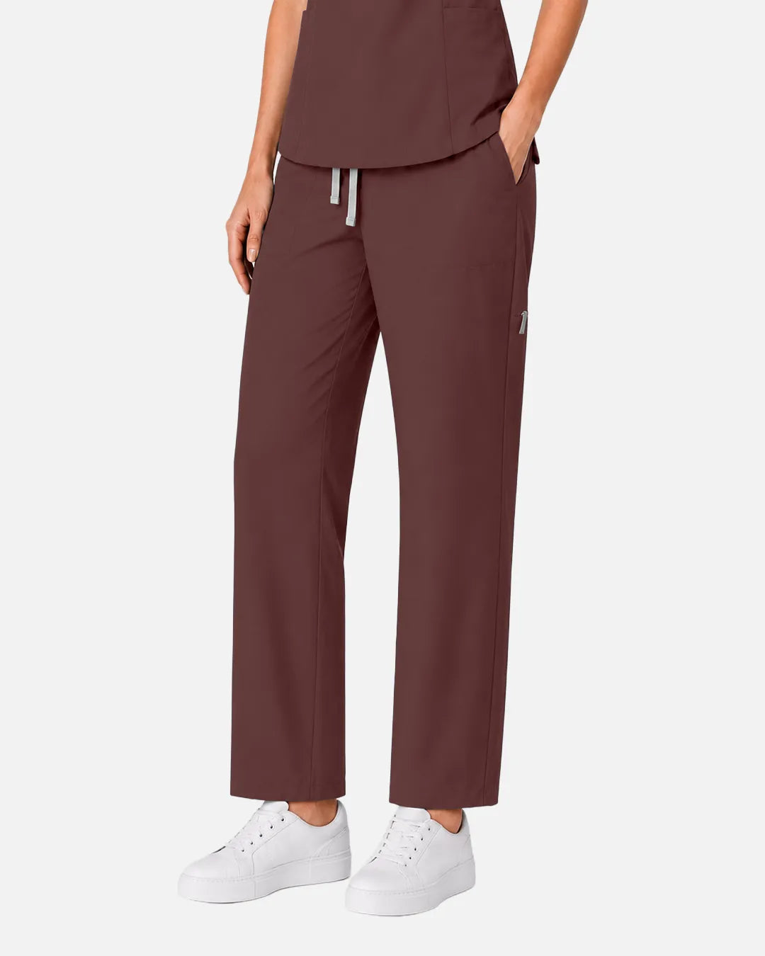 Coffee Eipnare Women's Split V-Neck Tapered Scrub Set - Stretch Medical Scrubs for Women