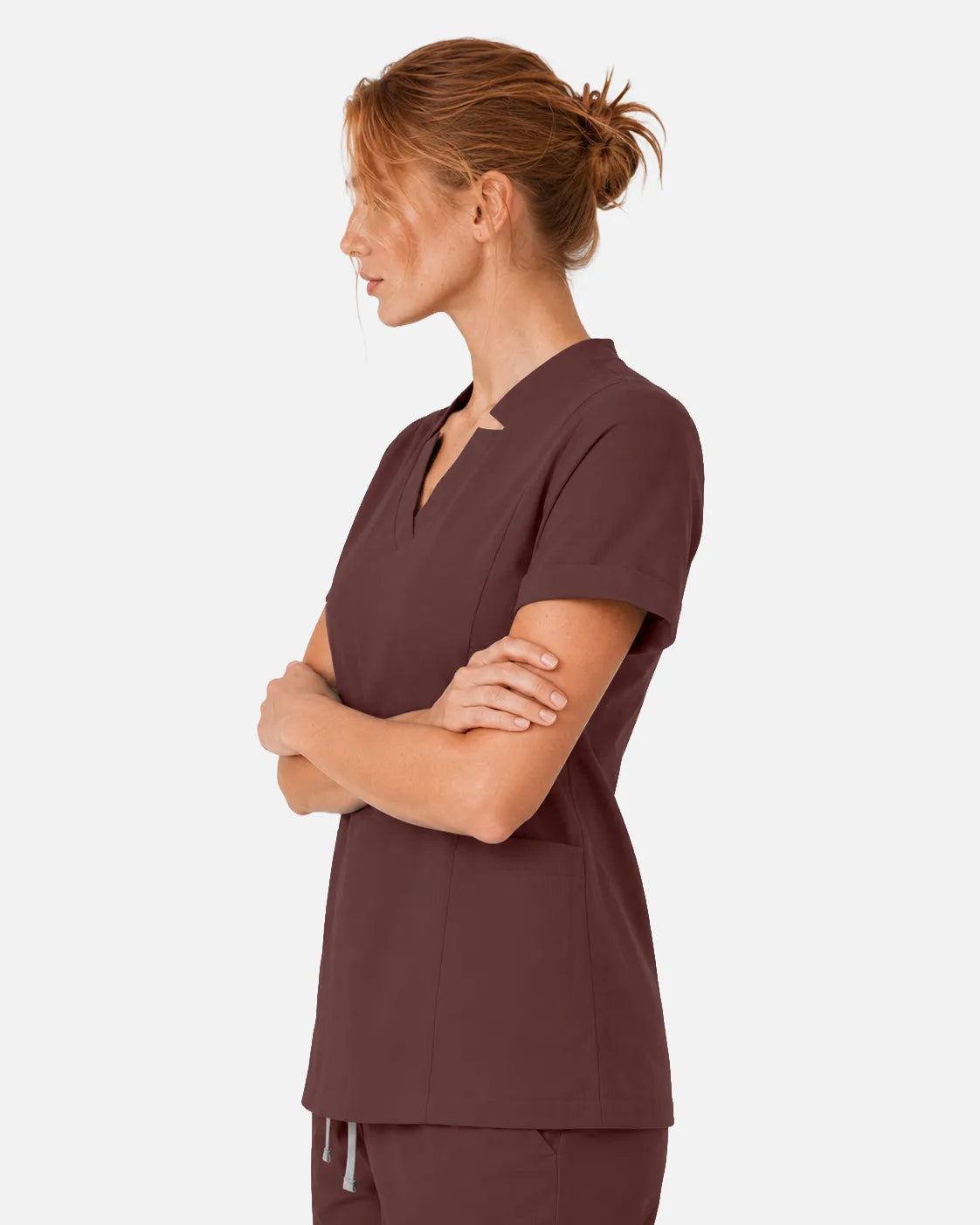 Coffee Eipnare Women's Split V-Neck Scrub Top - Stretch Medical Scrubs for Women
