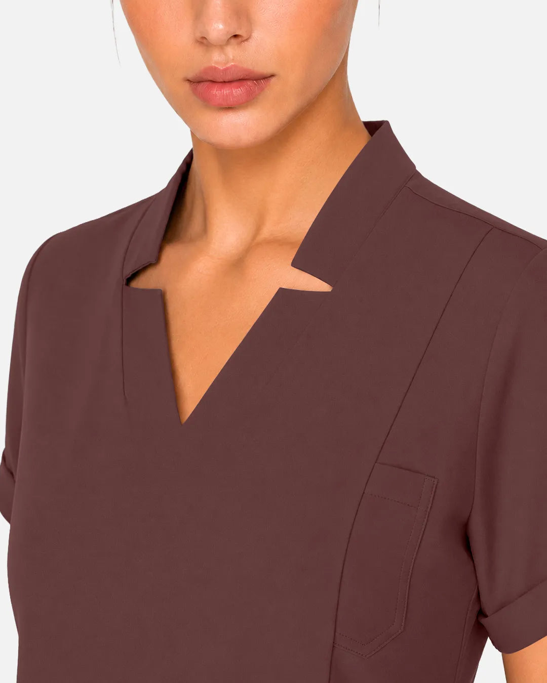 Coffee Eipnare Women's Split V-Neck Scrub Top - Stretch Medical Scrubs for Women