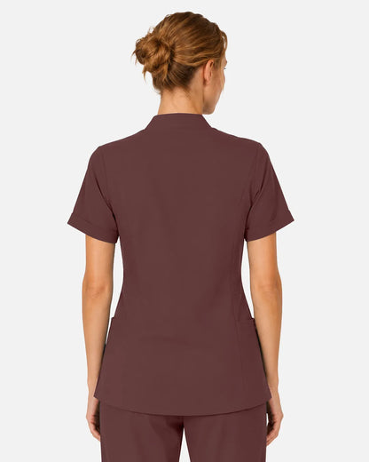 Coffee Eipnare Women's Split V-Neck Scrub Top - Stretch Medical Scrubs for Women