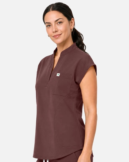 Coffee Eipnare Women's Sleeveless Henley Scrub Top - Stretch Medical Scrubs for Women