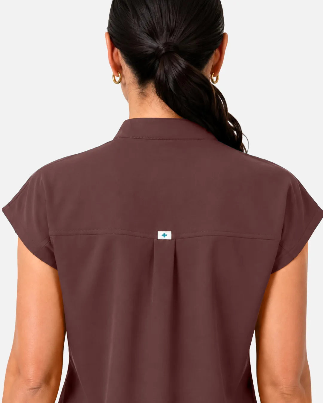 Coffee Eipnare Women's Sleeveless Henley Scrub Top - Stretch Medical Scrubs for Women