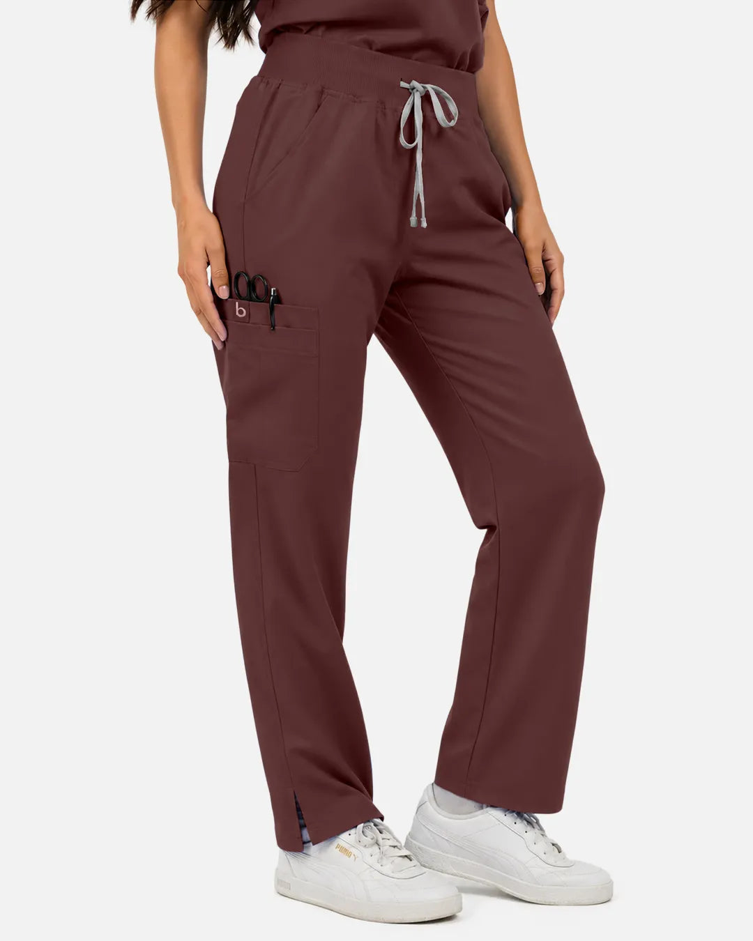 Coffee Eipnare Women's Straight-Leg Cargo Scrub Pants - Stretch Medical Scrubs for Women