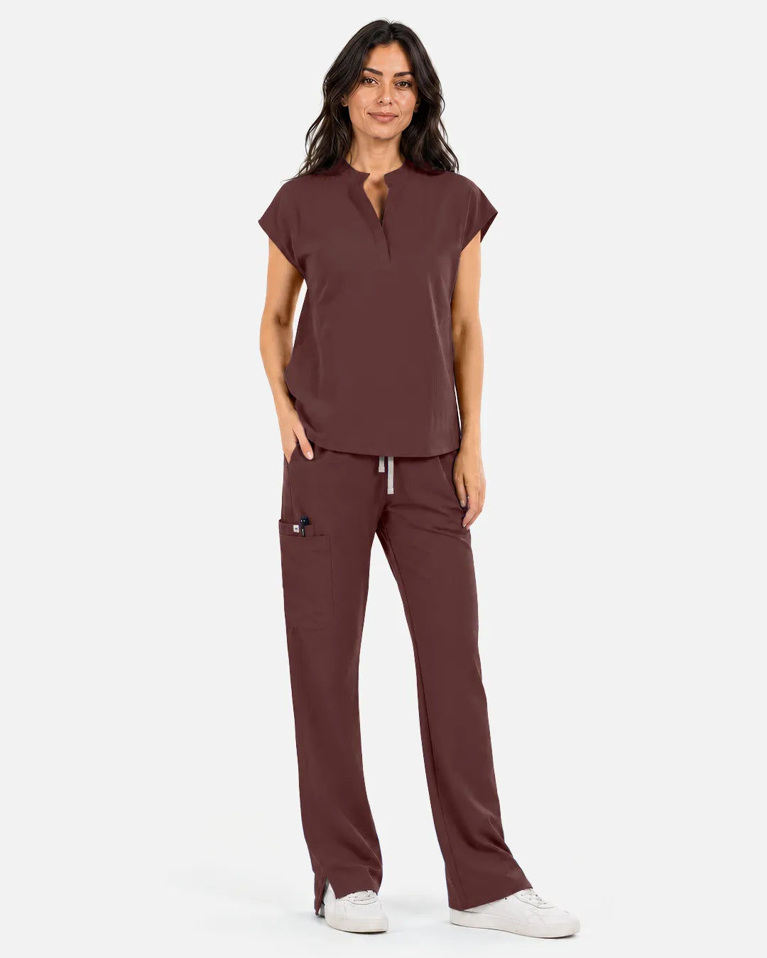 Coffee Eipnare Women's Straight-Leg Cargo Scrub Pants - Stretch Medical Scrubs for Women