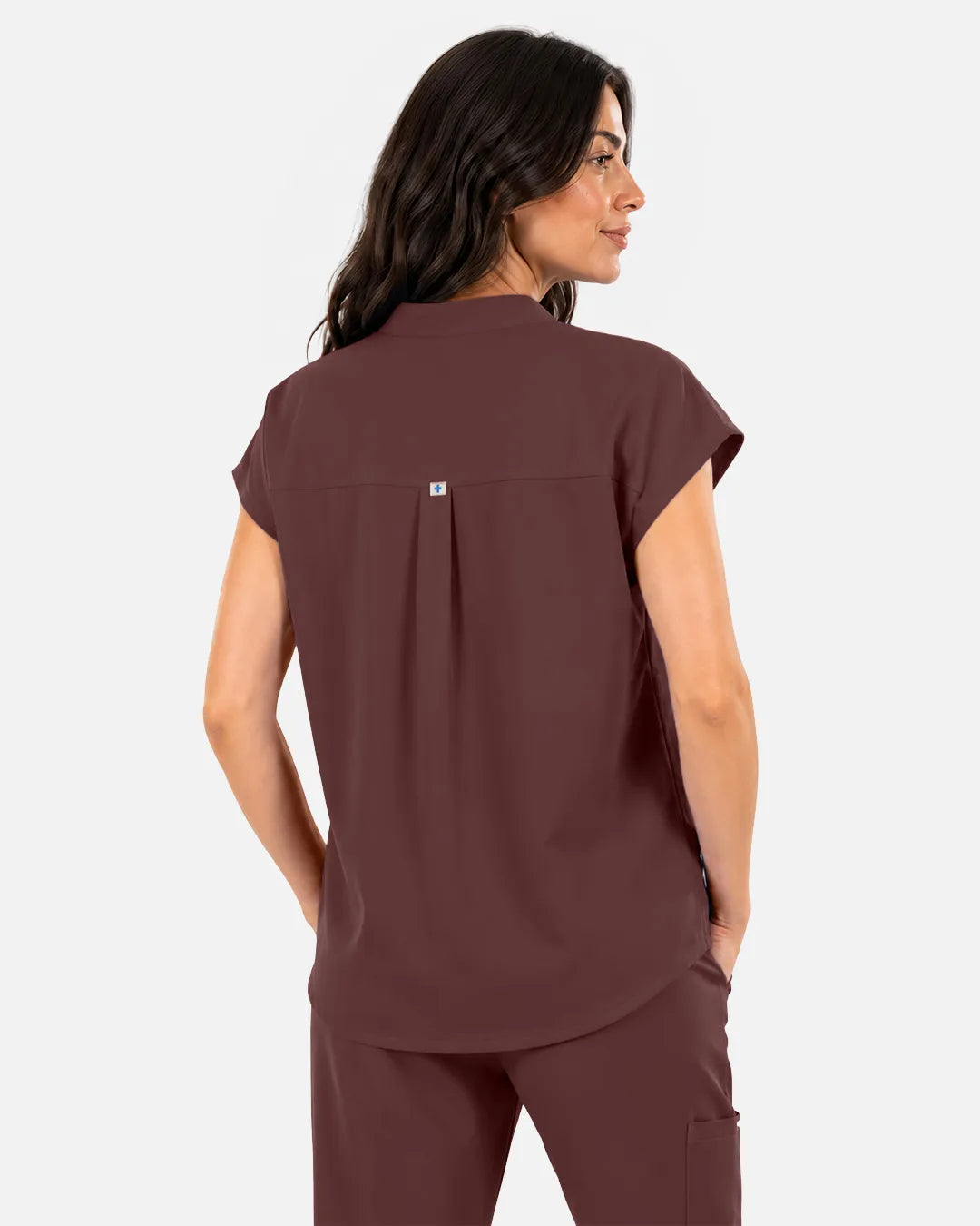 Coffee Eipnare Women's Sleeveless Mandarin Collar Scrub Top - Stretch Medical Scrubs for Women