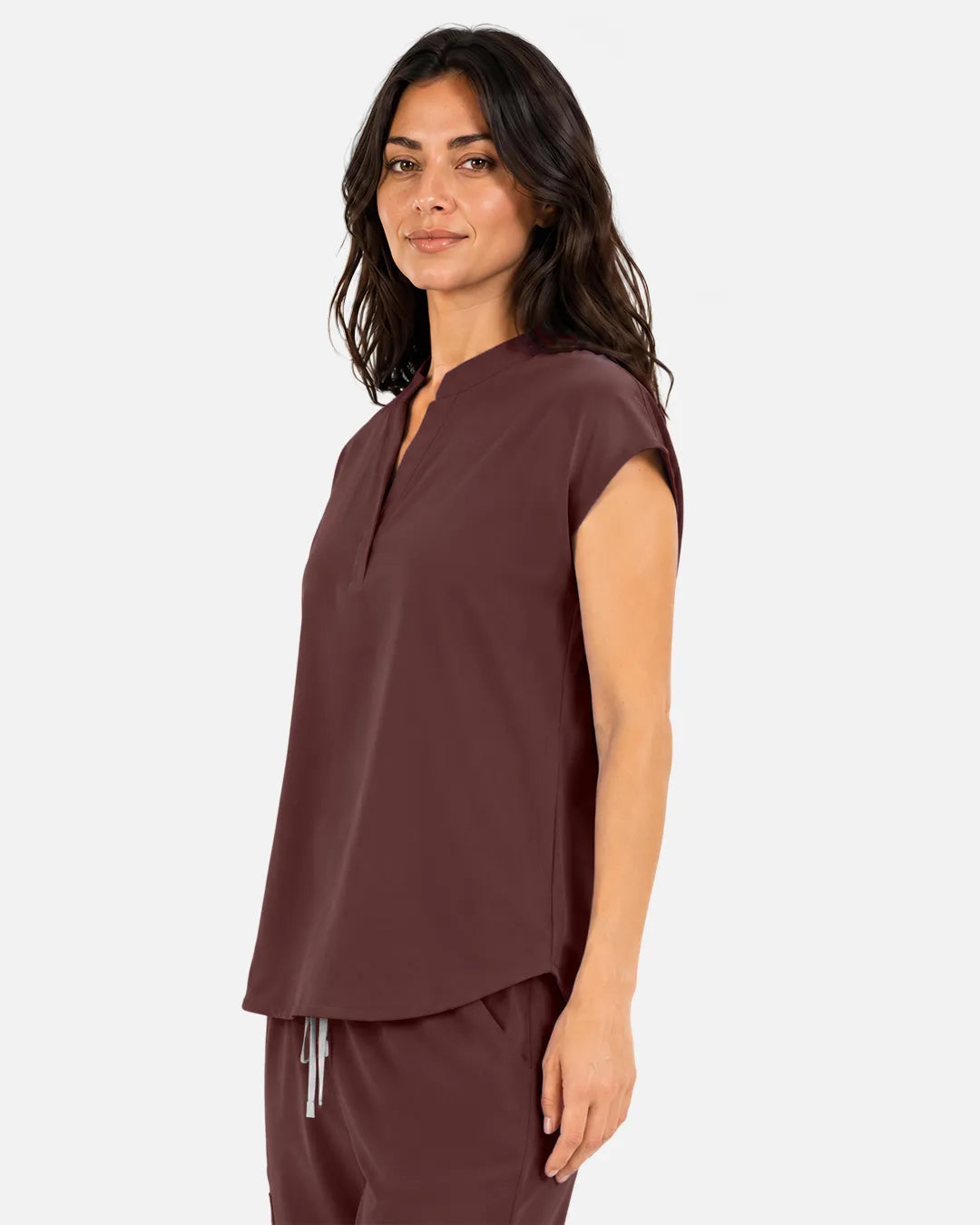 Coffee Eipnare Women's Sleeveless Mandarin Collar Scrub Top - Stretch Medical Scrubs for Women