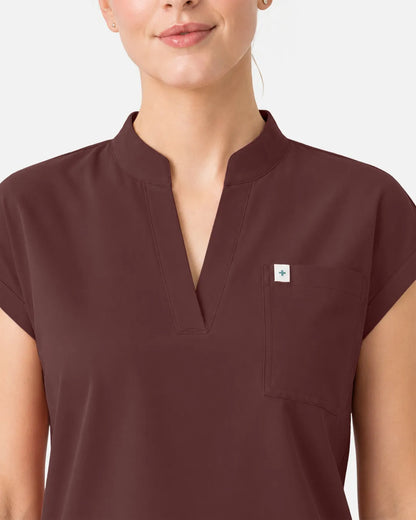 Brown Eipnare Women's Henley Sleeveless Straight-Leg Scrub Set - Stretch Medical Scrubs for Women