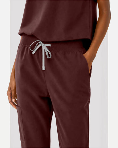 Coffee – Eipnare Women's Sleeveless Mandarin Collar Jogger Uniform Set – product image 06