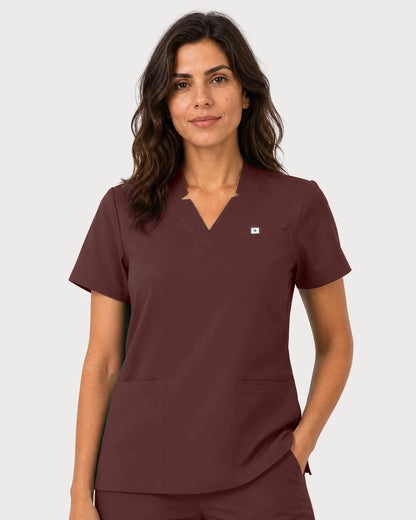 Coffee Eipnare Women's Notch V-Neck Cargo Jogger Scrub Set - Stretch Medical Scrubs for Women