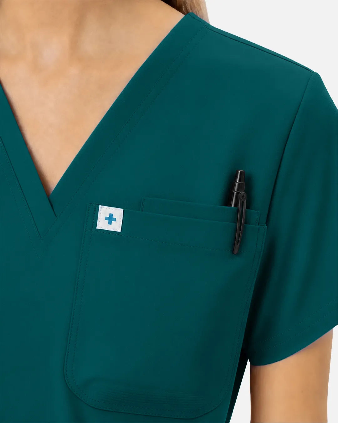 Dark green Eipnare Women's Classic V-Neck Scrub Top - Stretch Medical Scrubs for Women