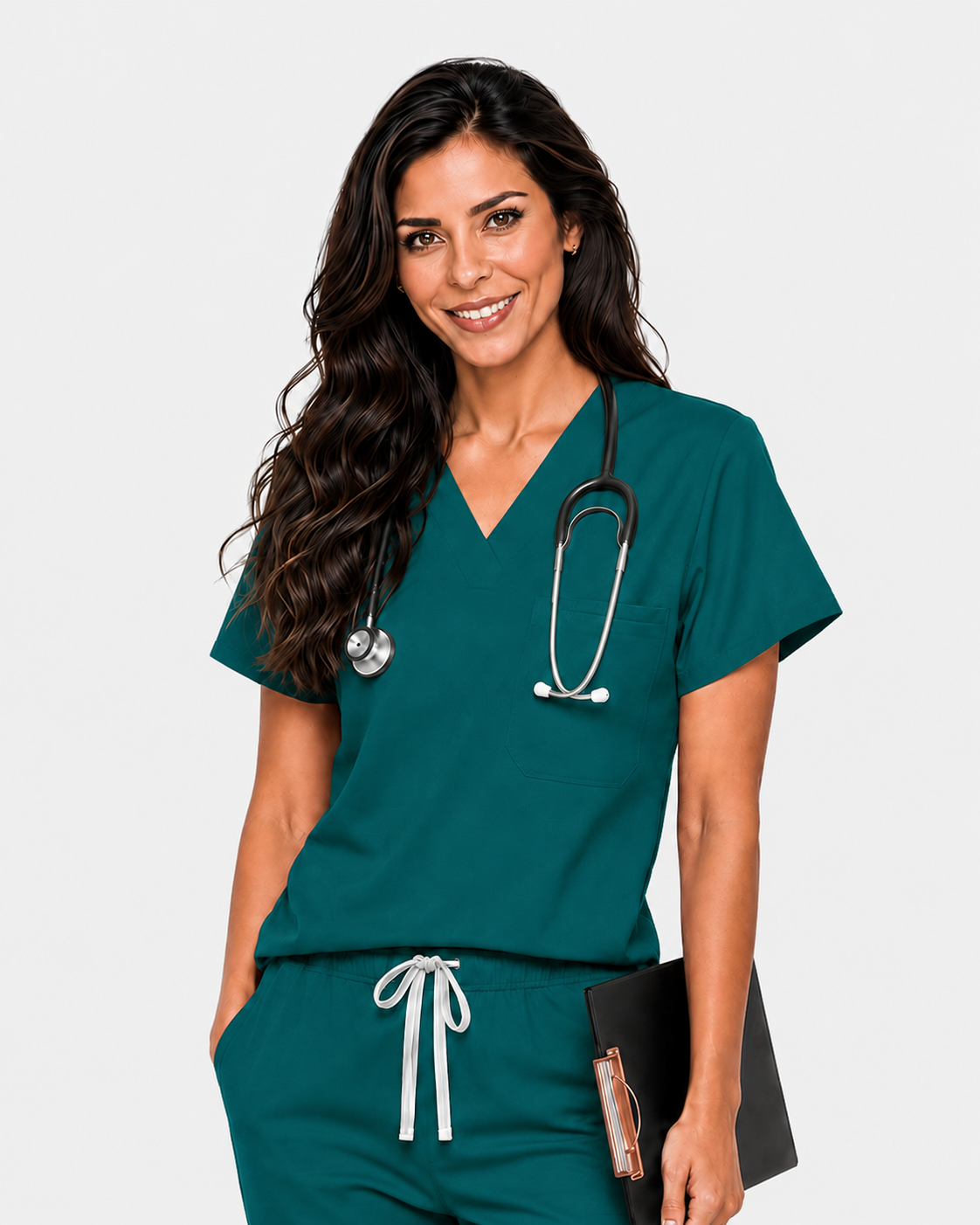 Dark green Eipnare Women's Classic V-Neck Scrub Top - Stretch Medical Scrubs for Women