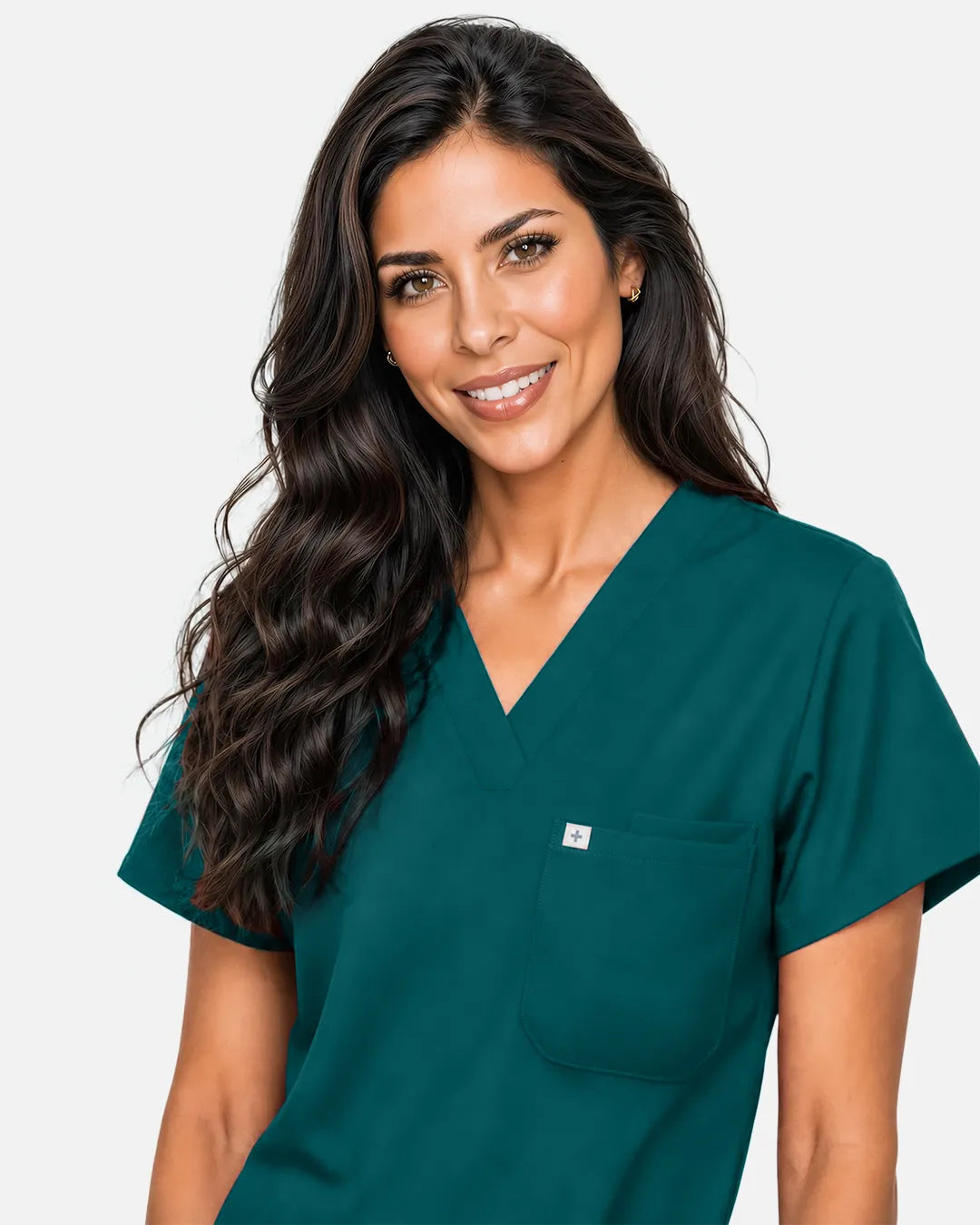 Dark green Eipnare Women's Classic V-Neck Scrub Top - Stretch Medical Scrubs for Women