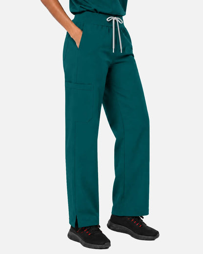 Dark green Eipnare Women's Woven Straight-Leg Scrub Pants - Stretch Medical Scrubs for Women