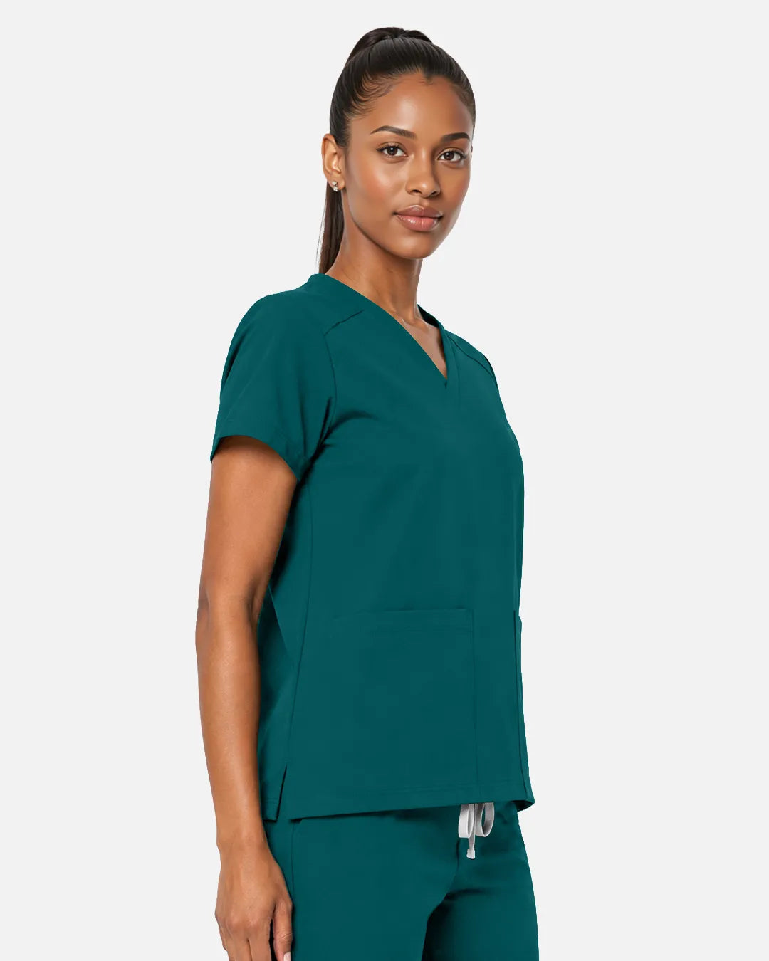 Dark green Eipnare Women's Woven V-Neck Scrub Top - Stretch Medical Scrubs for Women