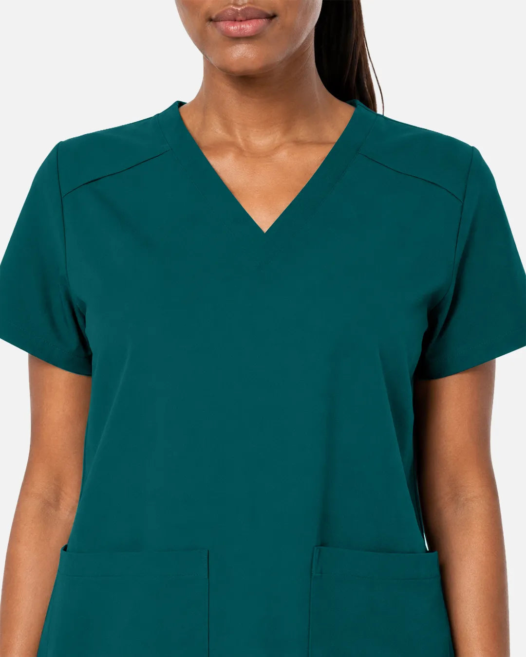 Dark green Eipnare Women's Woven V-Neck Scrub Top - Stretch Medical Scrubs for Women