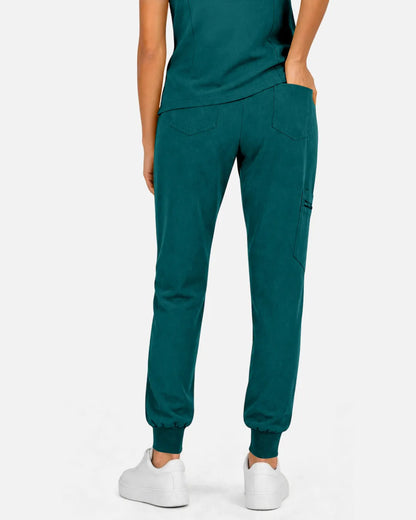 Dark green Eipnare Women's Multi-Pocket Jogger Scrub Pants - Stretch Medical Scrubs for Women