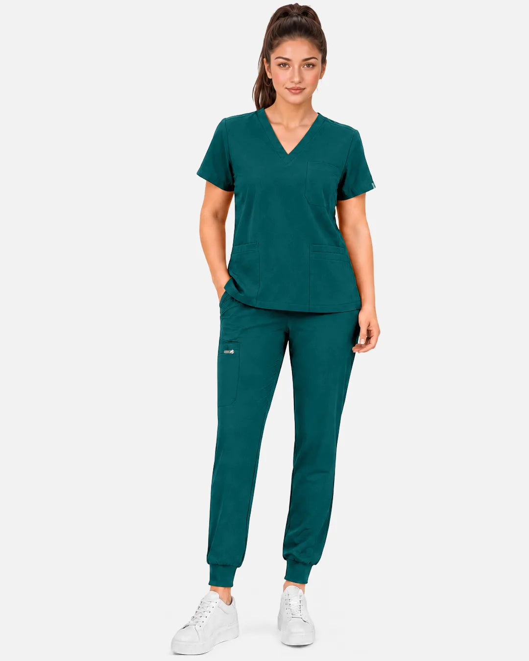 Dark green Eipnare Women's Multi-Pocket Jogger Scrub Pants - Stretch Medical Scrubs for Women