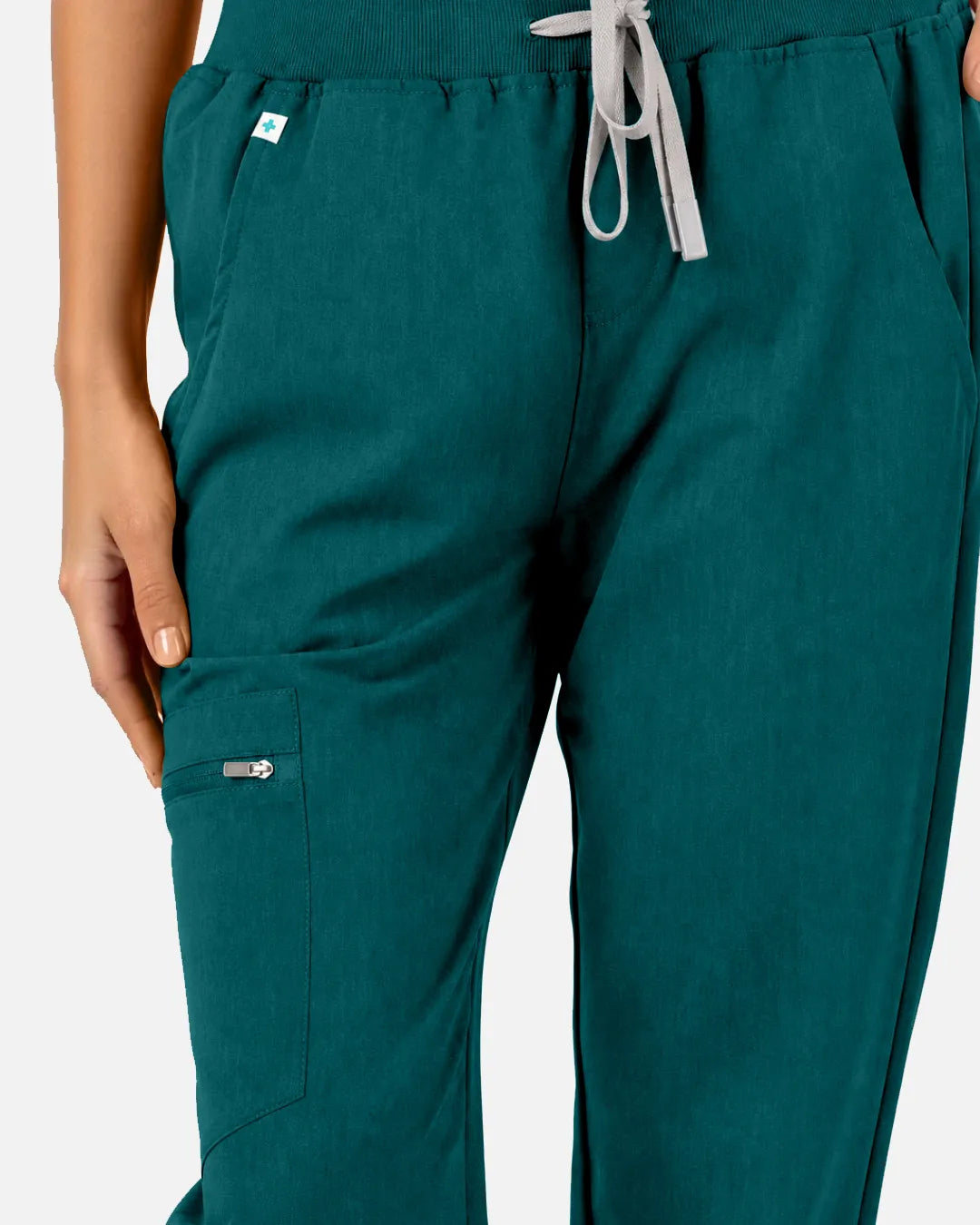 Dark green Eipnare Women's Multi-Pocket Jogger Scrub Pants - Stretch Medical Scrubs for Women