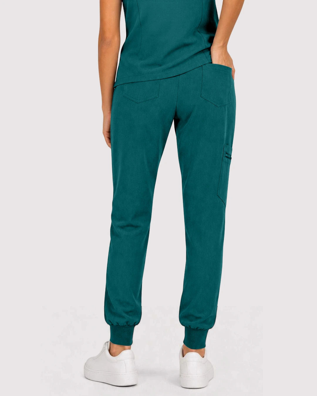 Dark Green Eipnare Women's 3-Pocket V-Neck Jogger Scrub Set - Stretch Medical Scrubs for Women